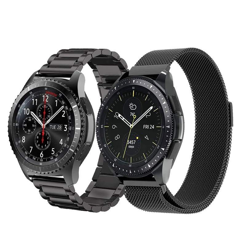 20мм 22мм полоса из нержавеющей стали Для Ticwatch Pro / gear S3 Classic Миланская петля Сменный ремешок Ремешок часов Металлический браслет