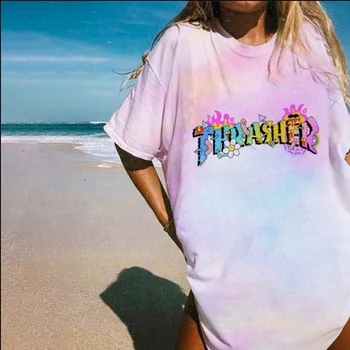 

женские футболкCasual Women'S T-Shirt Fashion Short Sleeve Letter Printed Summer Graphic Female T-Shirt 90s Harajuku Ladies Tops