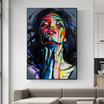 

Graffiti Art Posters and Prints Girl Colorful Wall Art Canvas Painting Abstract Women Art Picture for Living Room Decor