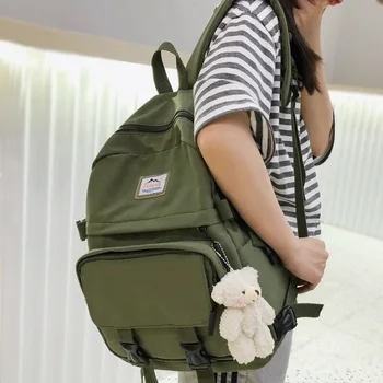 

Girl Kawaii Student Backpack Fashion Book Buckle School Bag Women Nylon Waterproof Backpacks Cute Female College Bag Doll Ladies