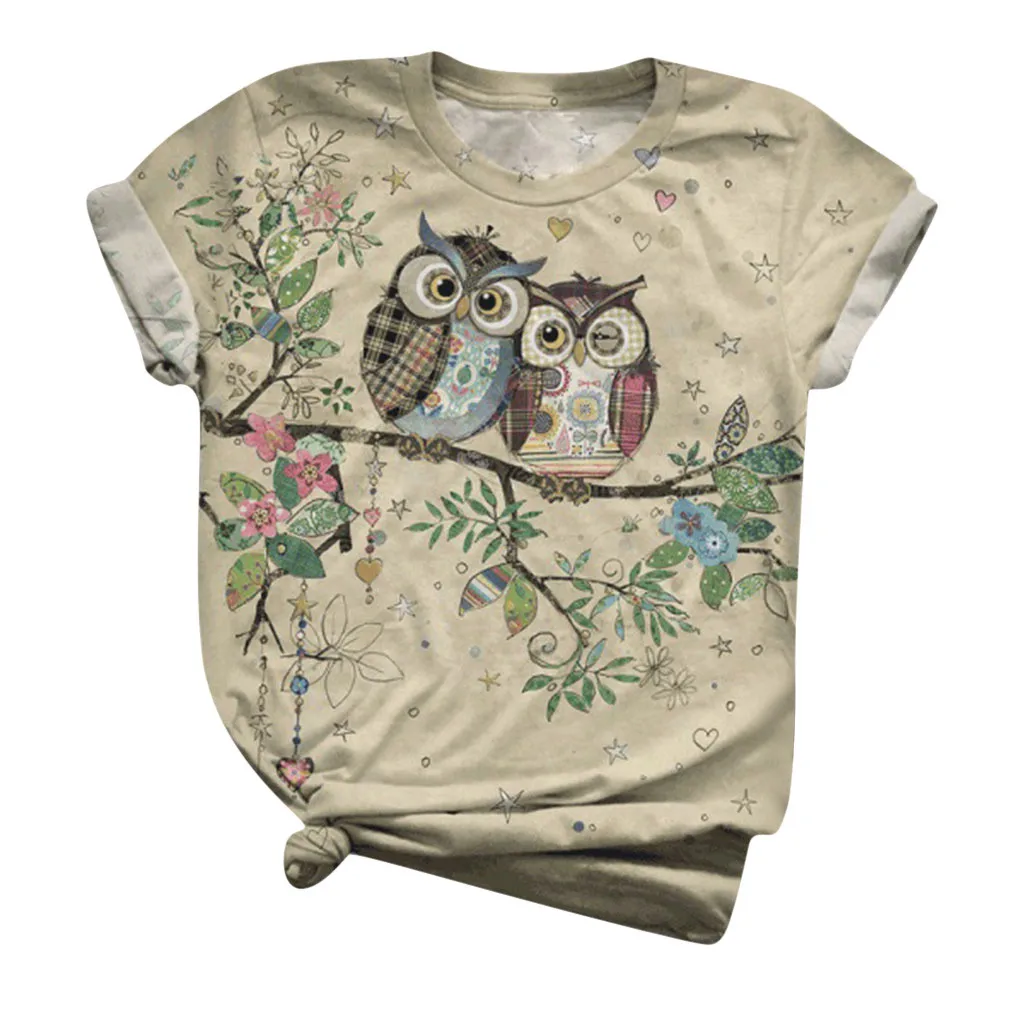 2020 Summer Women T-shirts New Design 3D Animal Dog Birds Print O-Neck T-Shirts Plus Size 3XL T-Shirt Tops Tees Mujer Z0603