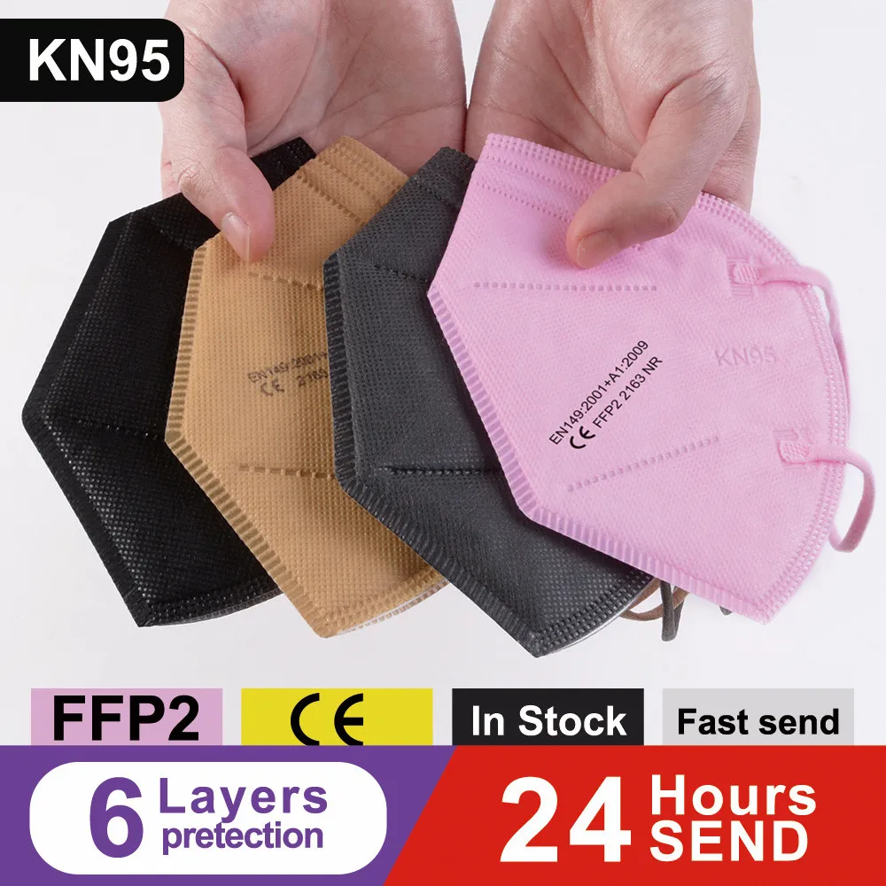 Máscara respiradora FFP2 de 6 capas, mascarilla KN95 con certificado FPP2, antipolvo, CE FFP2