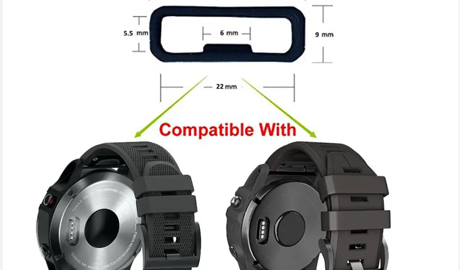 2/5/10 Stück Gummiband Gürtelschlaufenhalter Quadratische Schlaufenschnallen Gürtelhalter Ersatzringe Garmin Fenix 5/6 5X/6X 5S/6S 3 HR – Detail 6