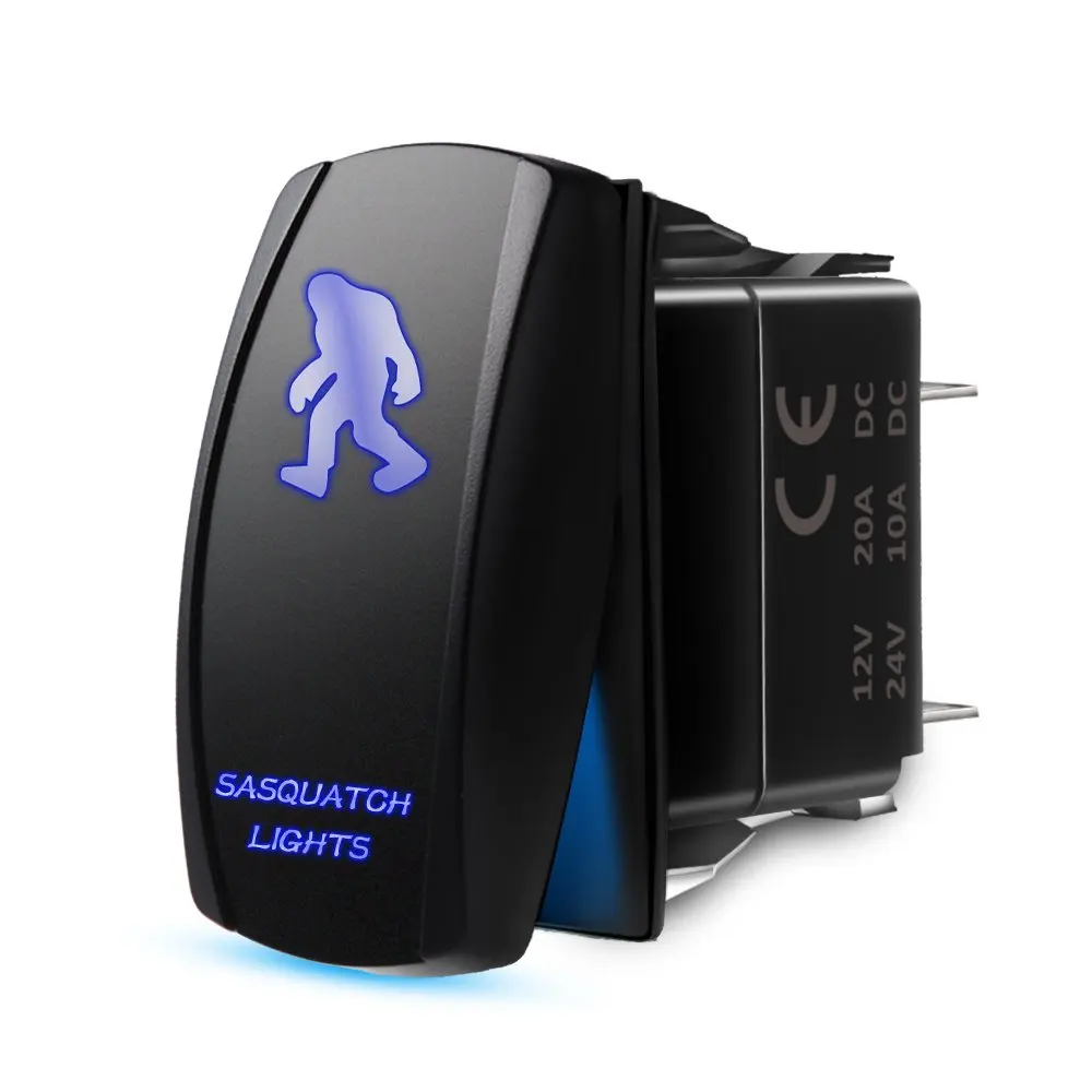 Laser On-Off Rocker Switch with Jumper Wire 5 Pin 20 Amp 12V LED Lights Sasquatch Light Blue | Автомобили и мотоциклы