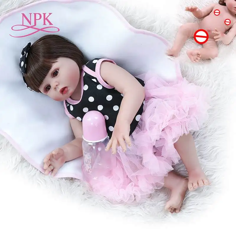 

48CM doll reborn toddler baby girl doll big eyes sweet face very soft flexible full body silicone bath toy waterproof