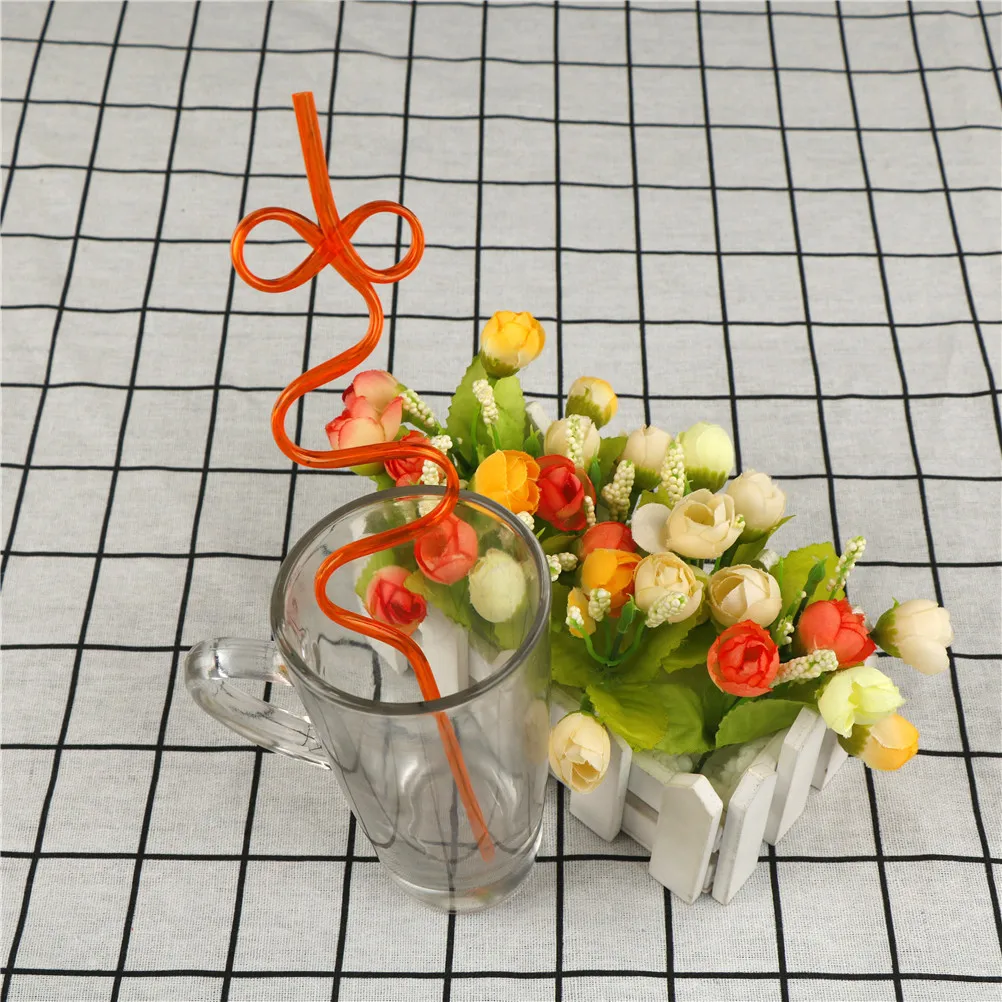 

10PCS Plastic Colorful Crazy Curly Loop Milk Tea Drinking Straws Wedding Birthday Party Supplies Random Send New