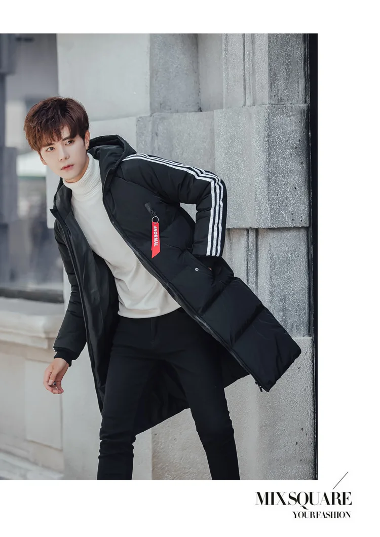 Men Winter Thick down Feather Cotton-padded Clothes Medium-length COUPLE'S Men And Women Celebrity Style Men's Korean-style Coat