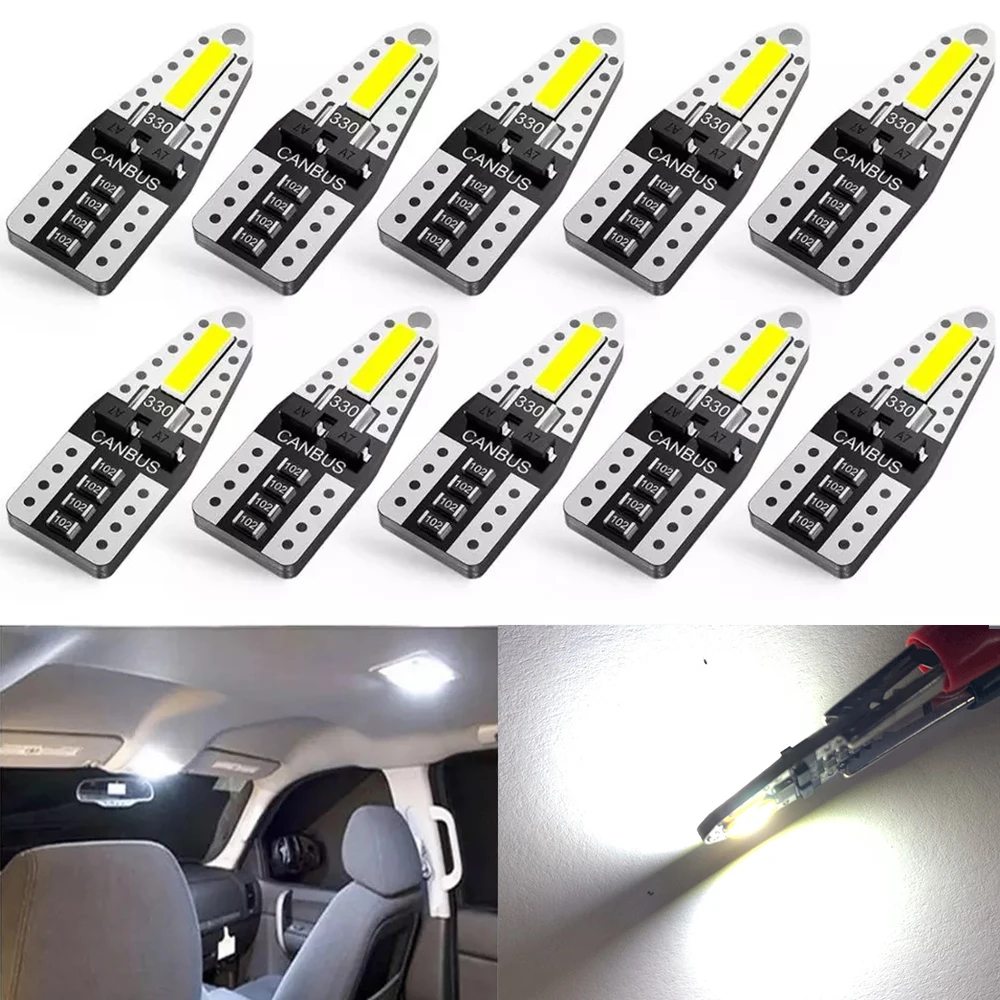 

10pcs T10 LED W5W Canbus 194 168 Auto Wedge Clearance Lamp 6500K White No Error Led Bulb for BMW Mercedes Benz VW Audi Hyundai