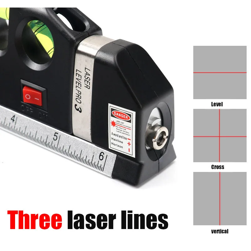 Multi-function Laser Level Infrared Level Ruler with Tape Measuring Horizontal Vertical Measurement Cross Lines Instrument