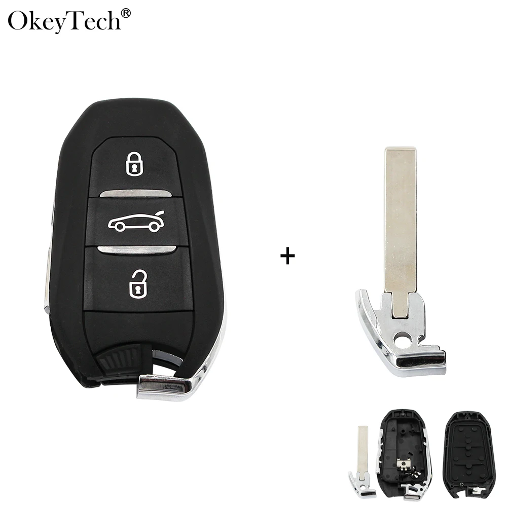 Okeytech 3 кнопки умный пульт дистанционного управления Корпус ключа для Peugeot 308 508 для Citroen C4 DS4 DS5 с аварийной вставкой HU83 Blade
