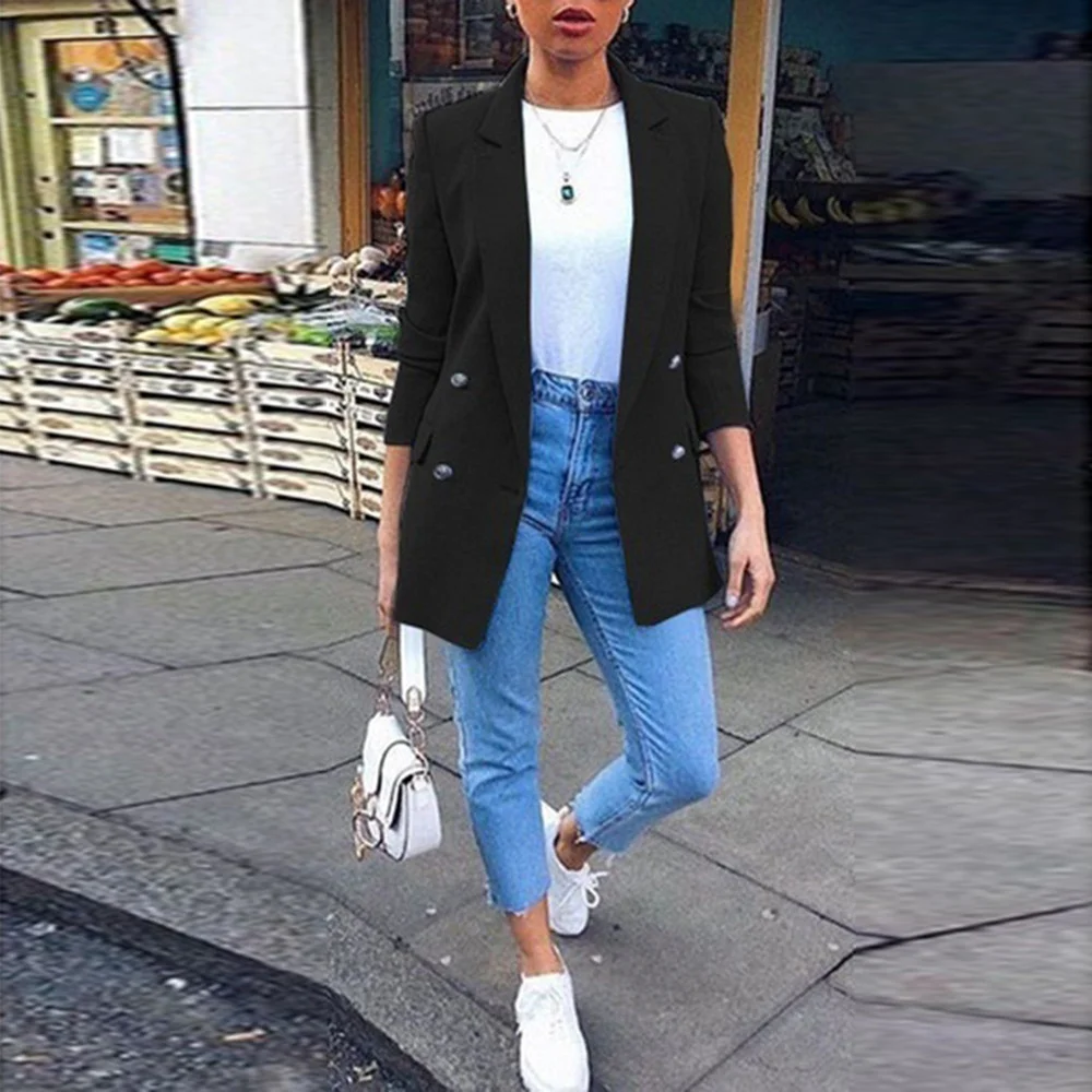 sweat suits women Women's Blazer Casual Long Sleeve Blazers Open Front Lapel Cardigan Blazer Jacket Suit Lady Office Overcoat Formal Blazers white pant suit set