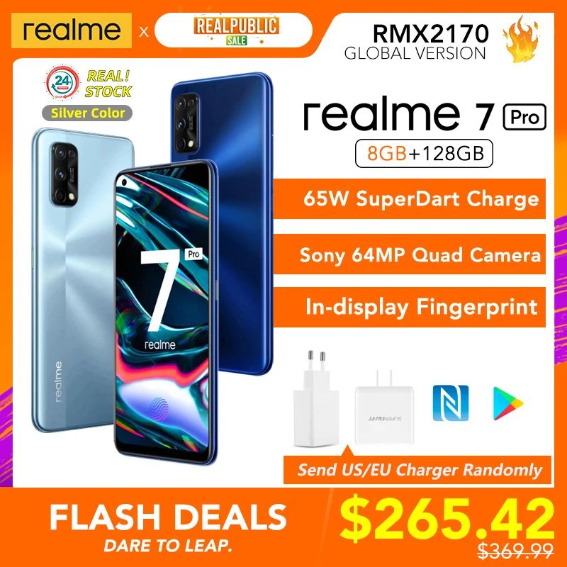 Realme 7 pro versão global 8gb ram 128gb rom 65w superdart carga 64mp quad câmera amoled in-display impressão digital