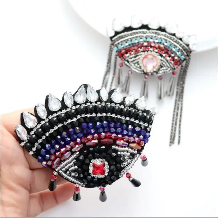 Beaded rhinestones eye patch vintage embroidered applique fashion clothing decoration sew on accessories Motif | Дом и сад