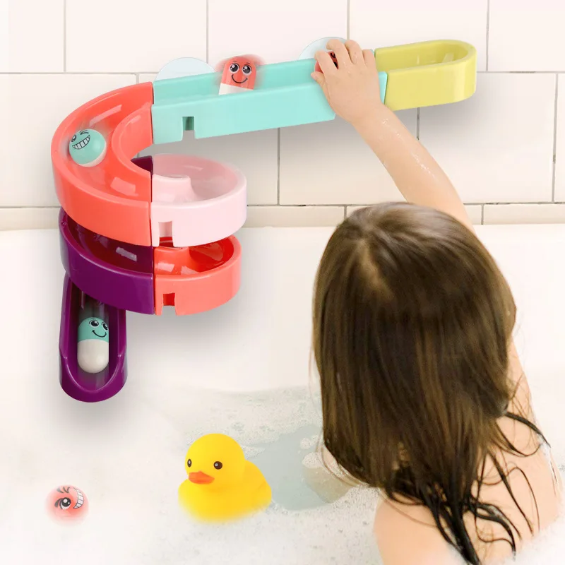 

Baby Bath Toys Suction Cup Orbits Assembling Track Slide Bathroom Bathtub Water Toy Game Children Shower Toy For 3+Years Old