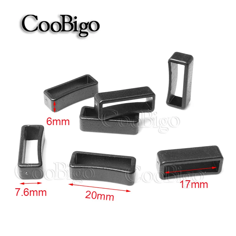 100pcs Black Plastic Belt Loop Keeper For Dog Collar Harness Backpack Straps Webbing Bag Parts Accessories 5/8"(17mm