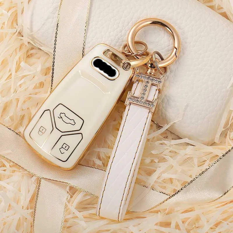 Cover chiate/telecomando per Audi TT A3 A4L Q5L Q7 A5 A6L portachiavi Shell Bags Protector portachiavi accessori Auto - Ha4a6079b44b9491487338d37034e596bm