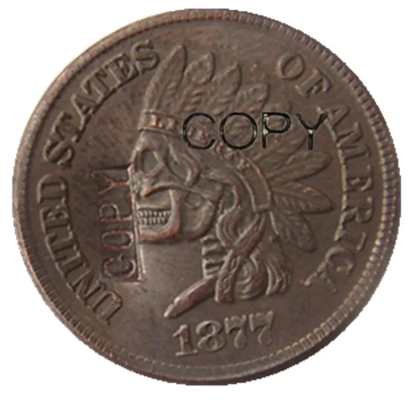 Хобо никель США(08) 1877 индийский Пенни Череп заколка на Хэллоуин ручной резной имитация монеты