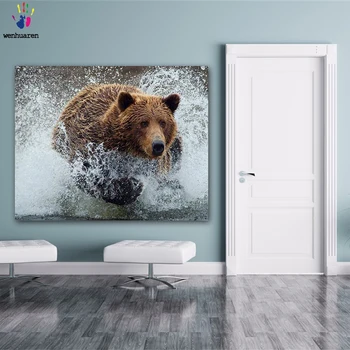 

DIY colorings pictures by numbers with colors The bear across the river picture drawing painting by numbers framed Home