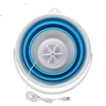 

Mini portable automatic washing machine single barrel ultrasonic cleaner foldable bucket USB laundry clothes washer