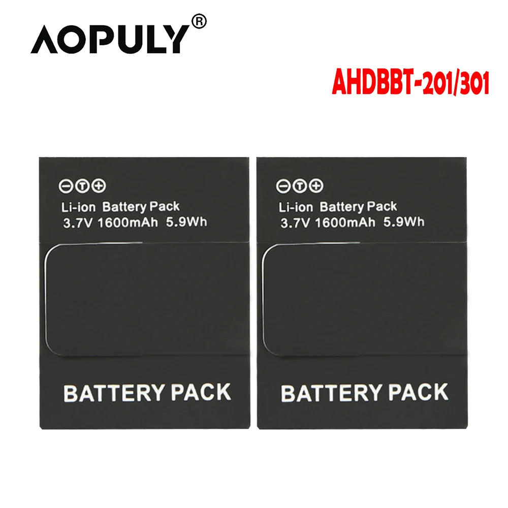 2 шт./лот аккумулятор AHDBT 302 301 201 для GoPro HD Hero 3 + Hero3 1080P 12 м 11 5 МП черный