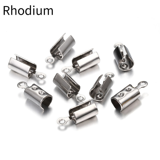 Stainless Steel Cove Clasps Crimp End Beads Caps Leather Rope Clip Tip Fold Bracelet Cords Connectors for Jewelry Making