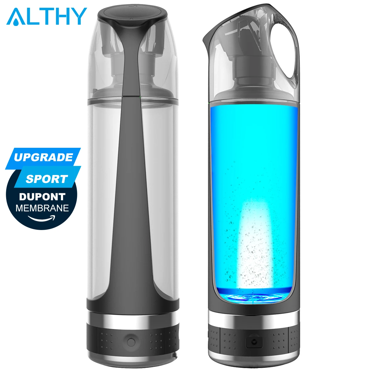 ALTHY PEM-generador de botellas de agua rica en hidrógeno H2, ionizador, electrólisis pura, taza H2, 500ml, portátil, recargable por USB