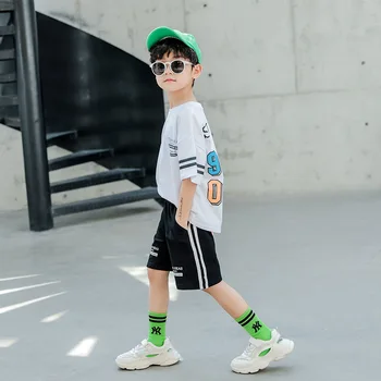 

2020 new children's sports suits summer boys loose thin section sports two-piece suit summer models tide