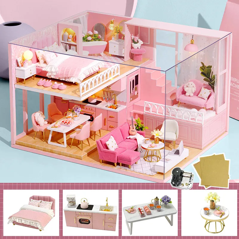 L30C Cutebee DIY кукольный домик деревянные кукольные домики миниатюрный кукольный домик мебель набор игрушек для детей год рождественский подарок Каса K47 - Цвет: L30C
