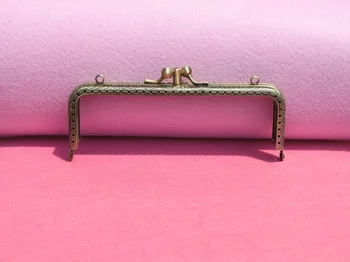 

15cm double-deck Three fold Double shackle antique brass embossing purse frame DIY Kiss lock bag Coin Purse accessories
