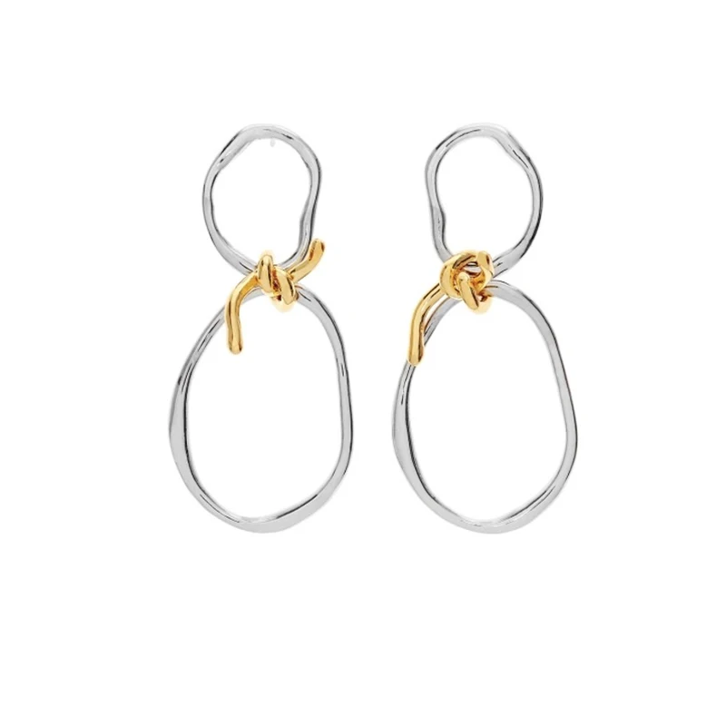 

Irregular double circles in Europe and the United States hit color cross earrings Korean drama stars network earrings