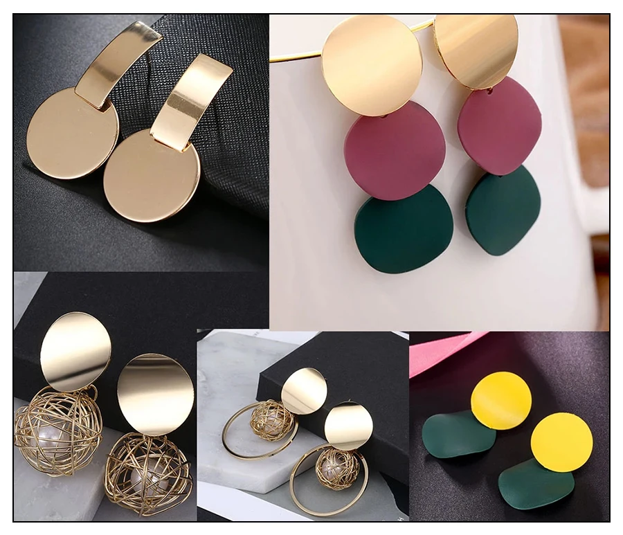 VKME Корейская версия новых сережек геометрические тисненые круглые серьги индивидуальный тренд дикие Модные Серьги