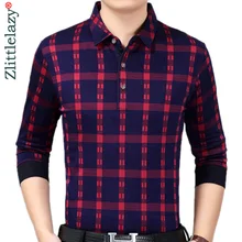 Брендовая Повседневная Роскошная рубашка поло с длинным рукавом для фитнеса, мужская рубашка поло из джерси в клетку, мужские рубашки поло, модная одежда 90371