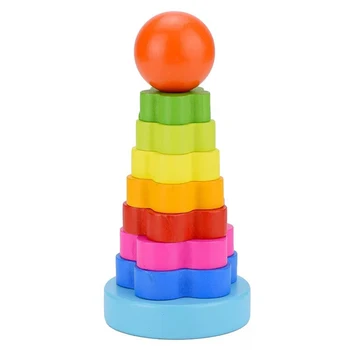 

Blocks Toys Stacking Ring Tower Blocks Rainbow Kids Baby Wooden Learning Educational Toys For Children Assembled Toys Education