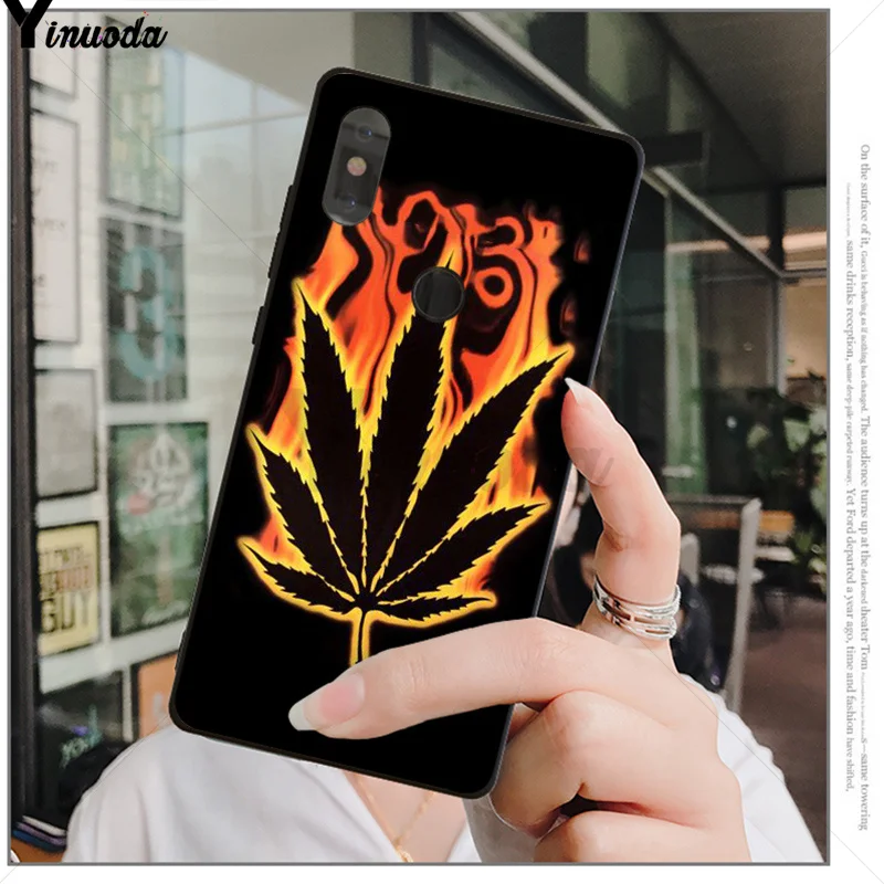 Yinuoda Лист Каннабиса ТПУ черный чехол для телефона для Xiao mi Red mi 5 5Plus 7 K20 Note5 6A mi 6 mi x2 mi x2S
