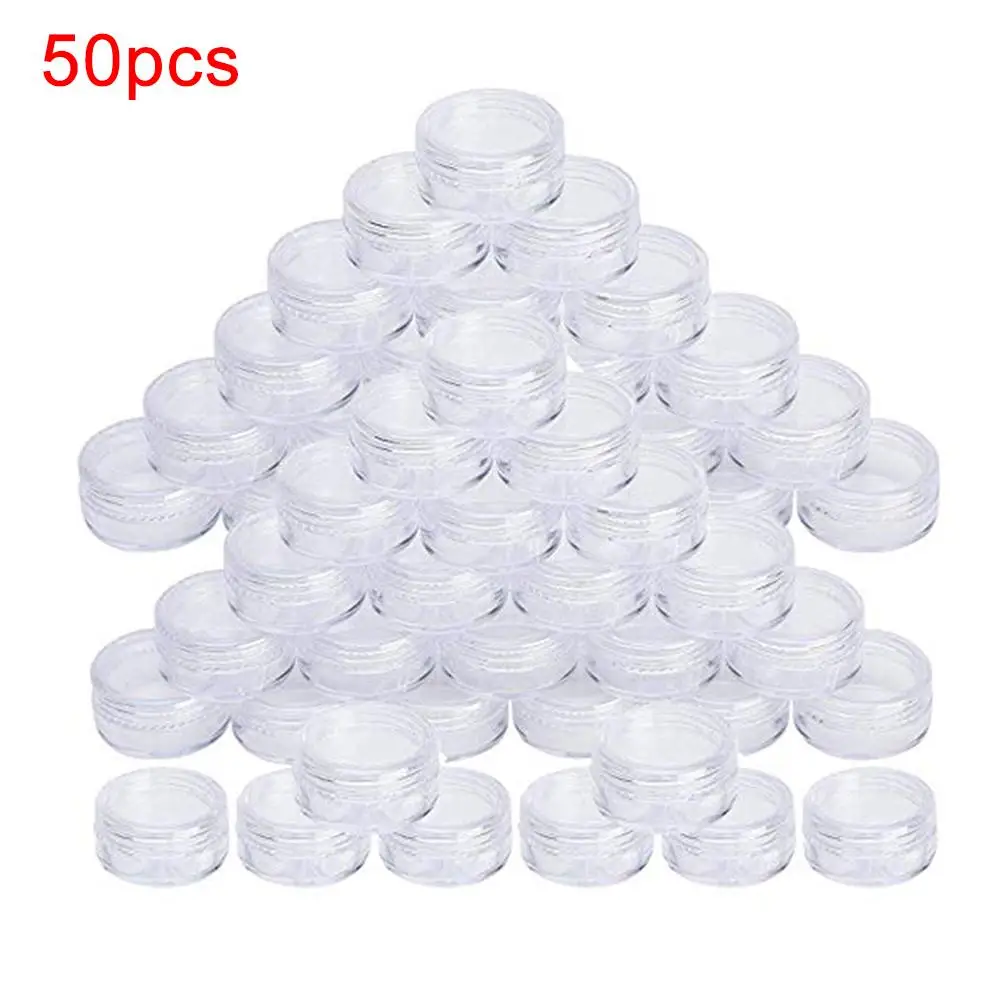 50Pcs/Set 5g Plastic Creams Makeup Transparent Empty Cosmetic Jar Storage Bottle Boxes Container Or