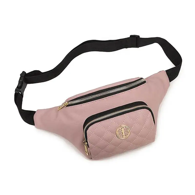 

Women Faux Leather Waist Pack Pliad Zipper Fanny Pack Travel Bum Bag