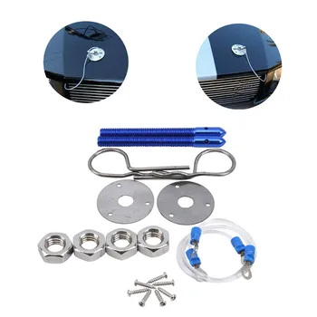 

Universal Car Racing Style Stainless Steel Mount Hood Pin Plate Bonnet Lock Kit Car Engine Cover Lock