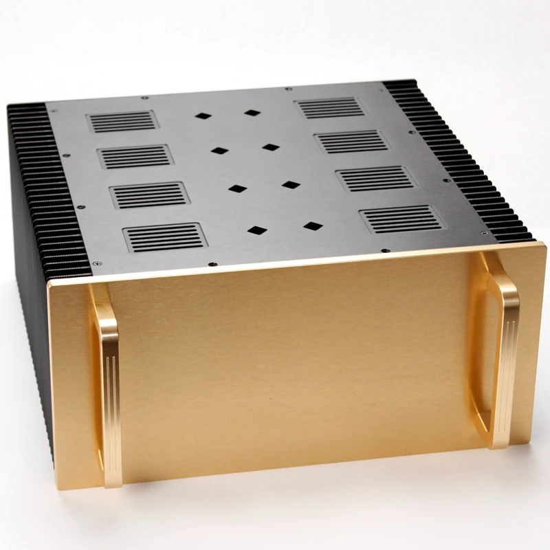 

Gold Panel PSU Power Amplifer Supply Chassis DIY Home Audio Luxury Aluminum Shell Tube Amplifier Big Size Case W430 H200 D412