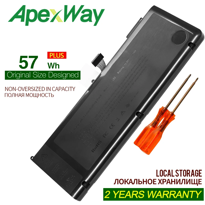 ApexWay 57WH 10,95 V Аккумулятор для ноутбука APPLE A1382 A1286 2009 Версия для MacBook Pro 1" MB985 MB986 MC721 MC723