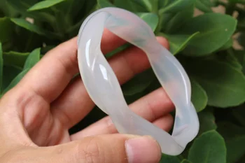 

Natural ice seed white agate white jade bracelet