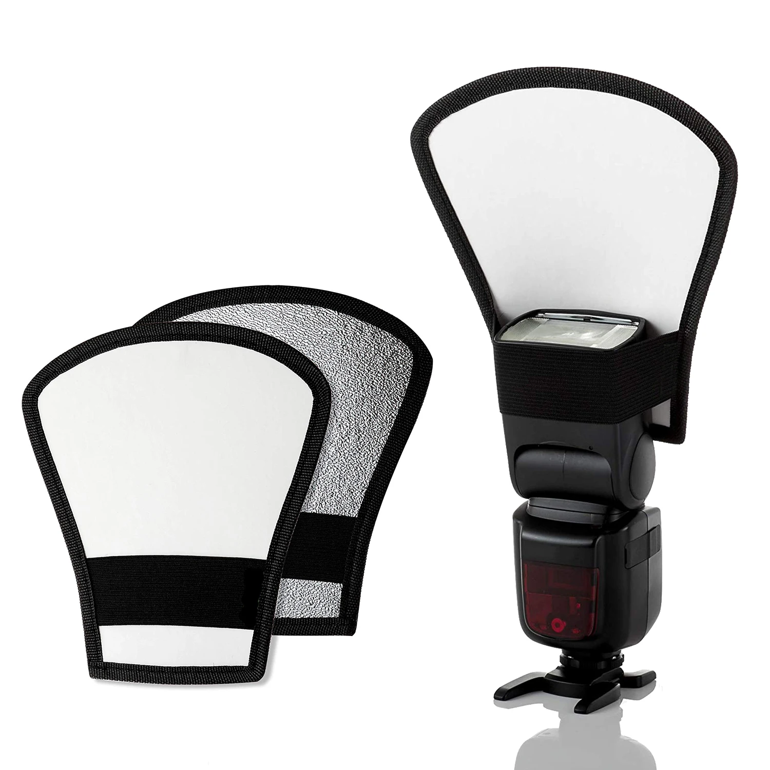 2pcs Universal Flash Diffuser Reflector Double Side White/silver With