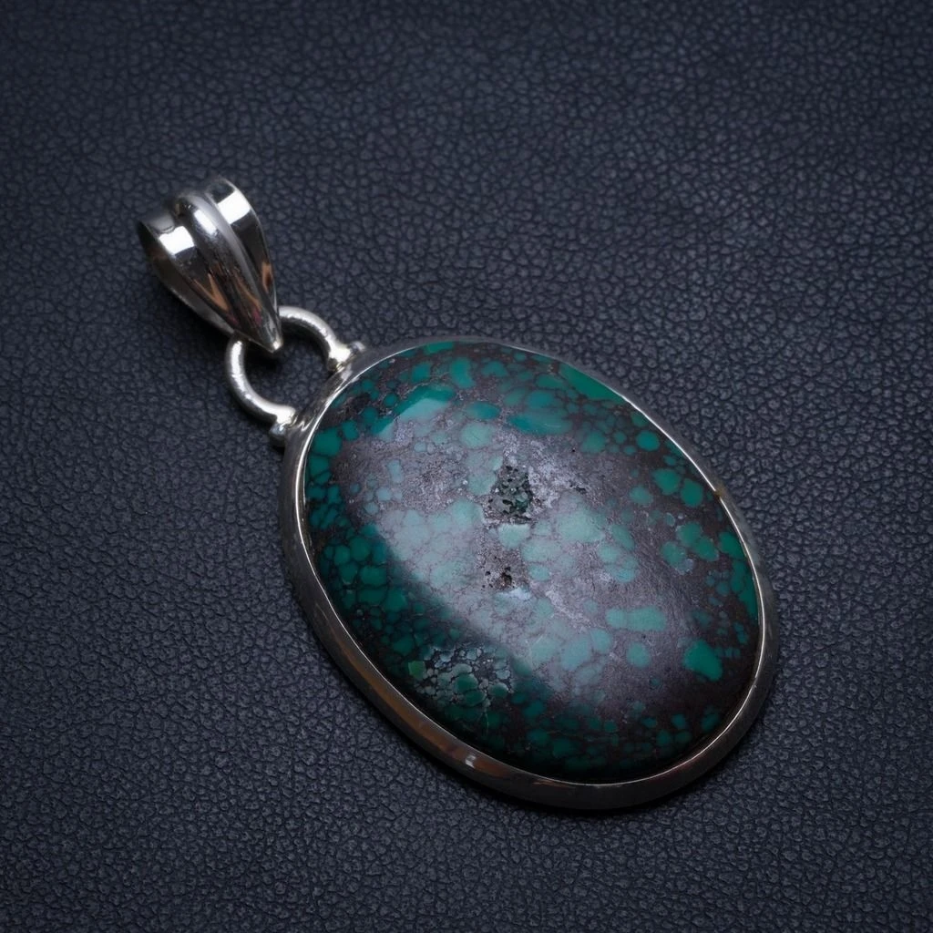 

StarGems Natural Turquoise Handmade Boho 925 Sterling Silver Pendant 2" T2589