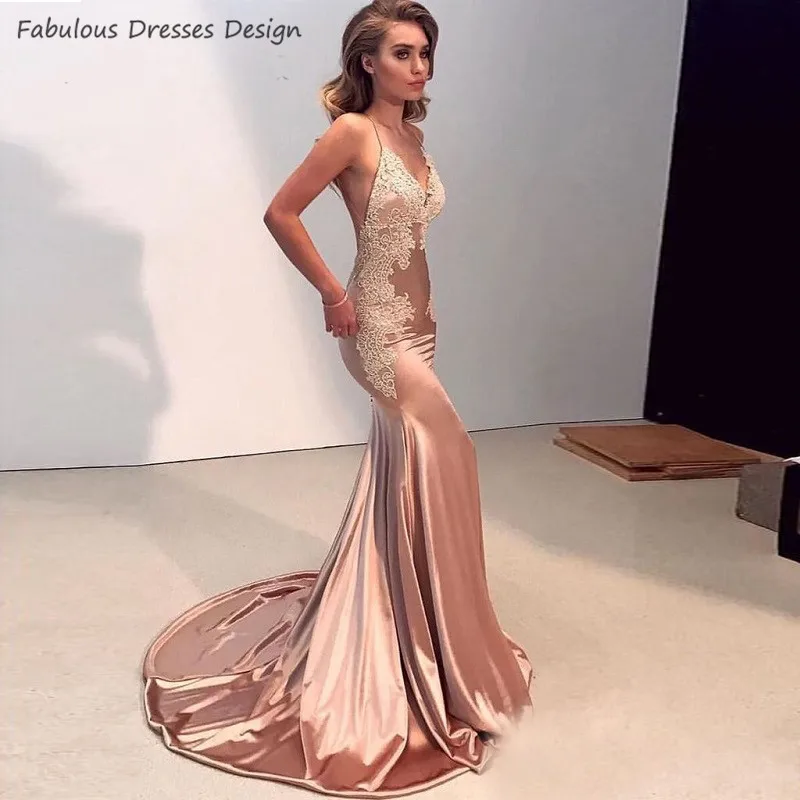 

2020 Pink Chiffon Mermaid Prom Dresses Long Applique Lace V Neck Sweep Train Formal Evening Dress For Women Vestido De Festa