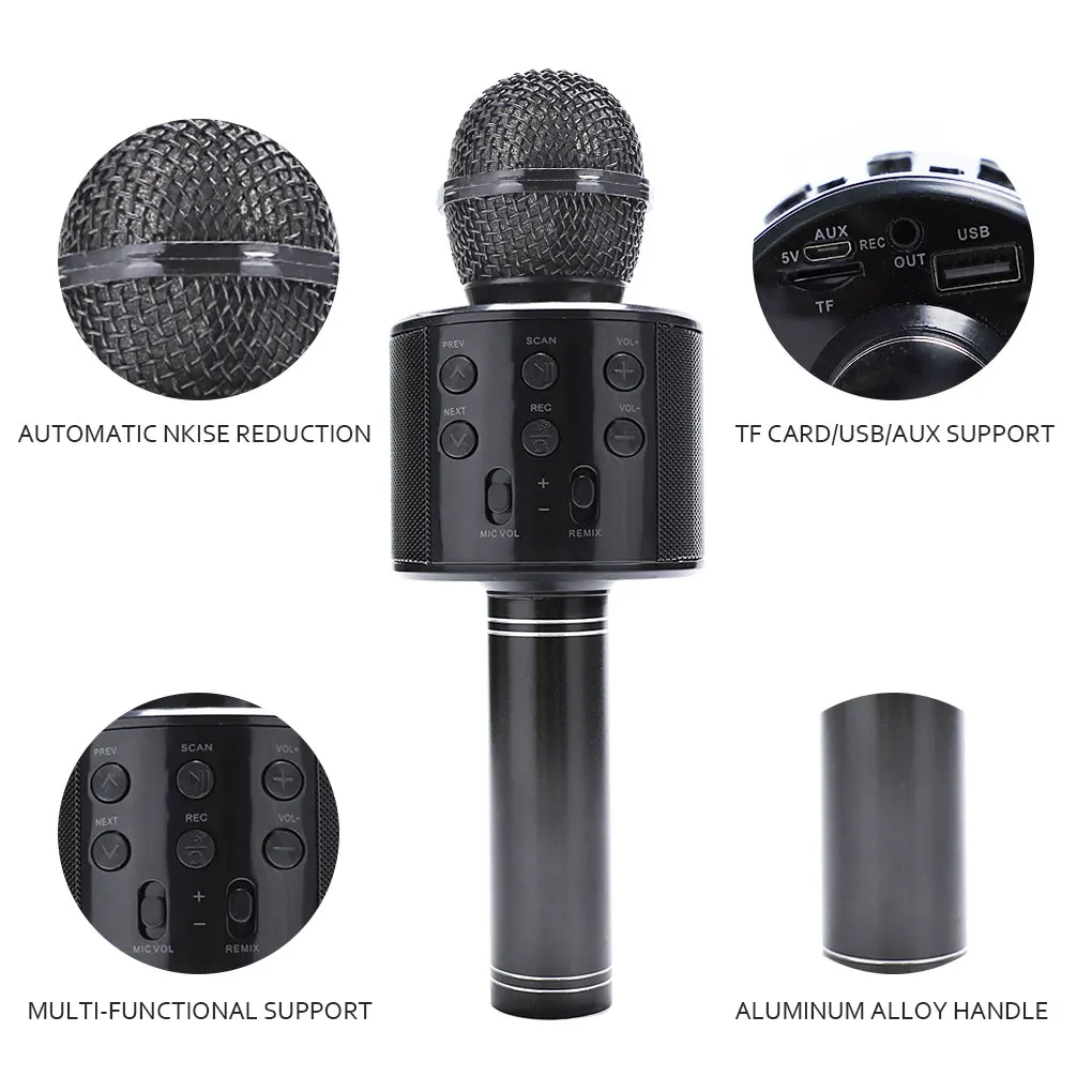 WS858 Portable Bluetooth Karaoke dj Microphone Wireless Professional Speaker Home KTV Handheld Microphone mikrofon karaoke microphone