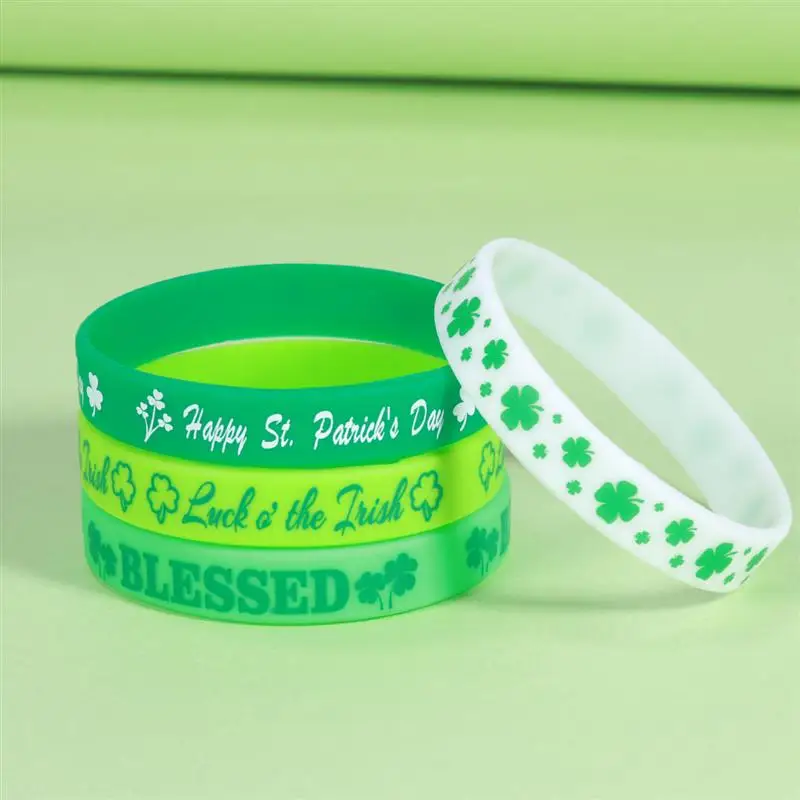 24 шт День Святого Патрика браслет Shamrock браслеты силиконовые браслет набор