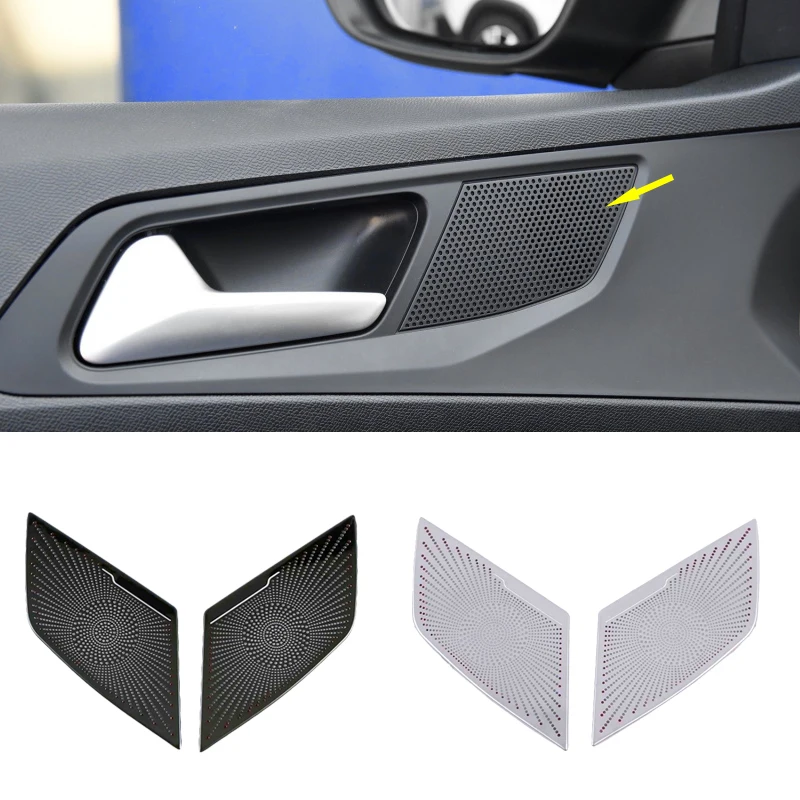 

For Peugeot 408 2010-2019 2016 2017 2018 Car Door Loudspeaker Sound Chrome Speaker Cover Trim Frame Sticker Interior