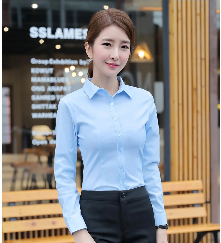 Korean Women Cotton Shirts White Shirt Women Long Sleeve Shirts Tops Office Lady Basic Shirt Blouses Plus Size Woman Blouse 5XL