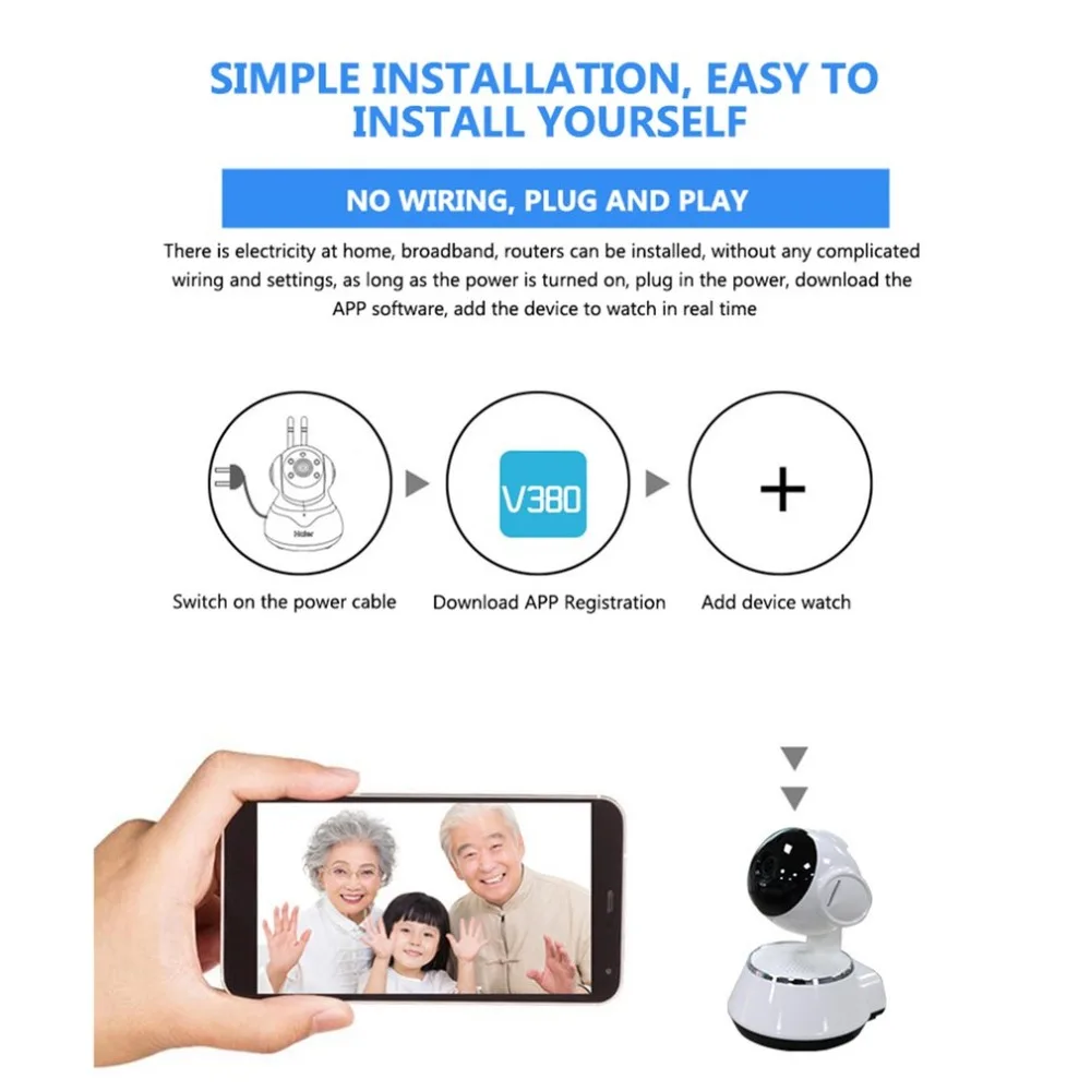  720P del IP di WiFi Della Macchina Fotografica Baby Monitor Portatile HD Intelligente Senza Fili De