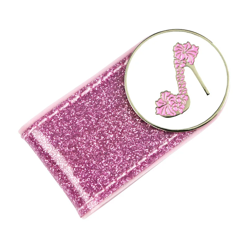 heels ball marker PINMEI сверкающий ПВХ магнитный зажим для шляп для гольфа, набор для шариковых знаков, Кристалл Гольф-маркер с зажимом для кепки, аксессуары, подарки для леди и детей - Цвет: heels ball marker