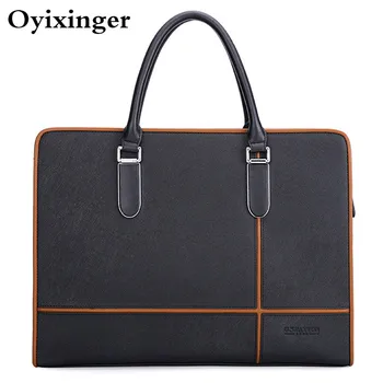 

Fashion Genuine Leather Laptop Briefcase For Macbook 14 DELL HP Men Shoulder Bags Real Leather Handbag Male High Quality Bag Sac